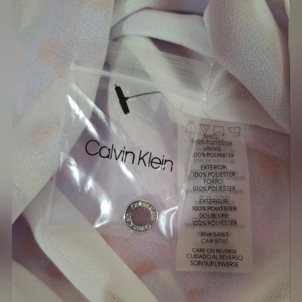 New Calvin Klein Purple Floral Sleeveless Lined Smocked Neck Top Size XL - Picture 6 of 10